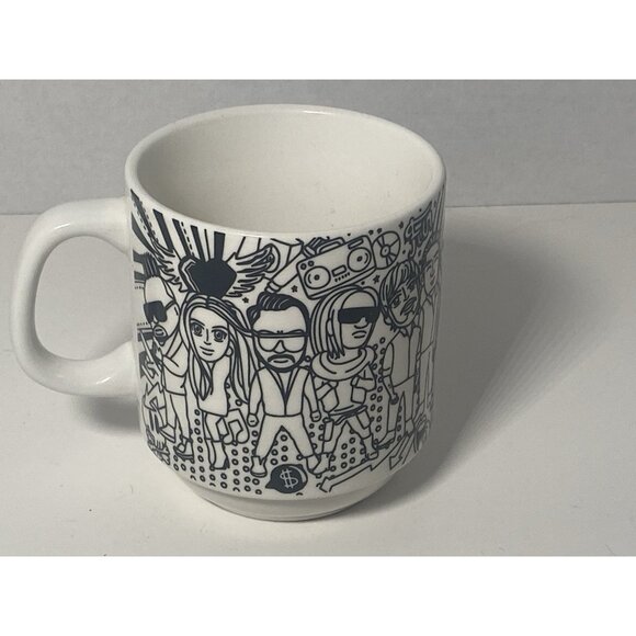 Music Rock N Roll Coffee Mug Black White Cameo China - Picture 1 of 11